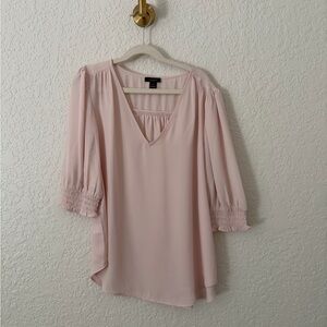 Ann Taylor Blush Pink V-Neck Blouse
